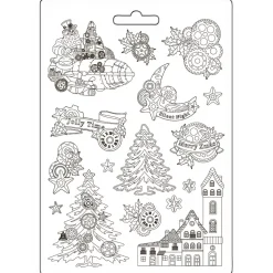 SUPER OFERTA **30%** Molde flexlble Árboles y Elementos Romantic Gear Up For Christmas Stamperia 21x29cm