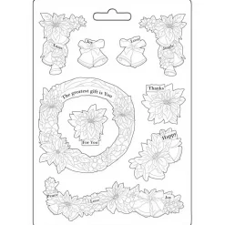 SUPER OFERTA **40%** Molde Poinsettia And Garlands Stamperia A5