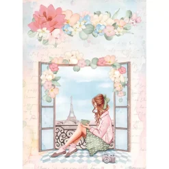 SUPER OFERTA **40%** Papel de arroz ventana Oh là là! Stamperia 21x29cm