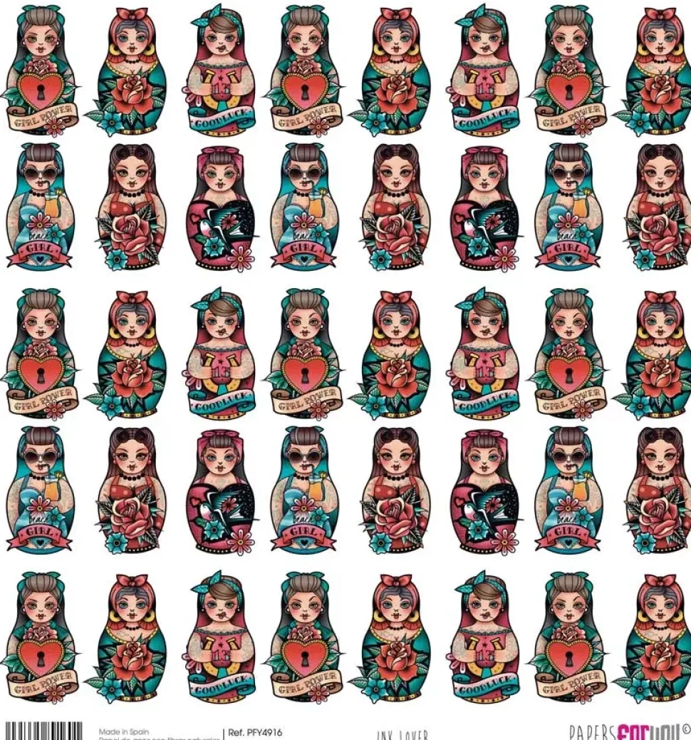 SUPER OFERTA **40%** Papel de Arroz Scrap Girl Power Ink Lover PapersForYou 30x30cm