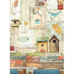 SUPER OFERTA **30%** Papel de arroz Nidos Garden Stamperia 21x30cm