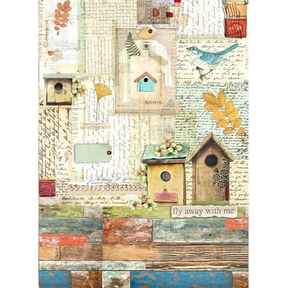 SUPER OFERTA **30%** Papel de arroz Nidos Garden Stamperia 21x30cm