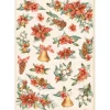 SUPER OFERTA **40%** Papel de arroz Poinsettias y Campanas All Around Christmas Stamperia 21x29cm
