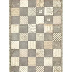 SUPER OFERTA **30%** Papel de Arroz Cheesboard Alice Through the Looking Glass Stamperia A4