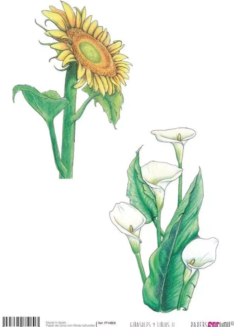 SUPER OFERTA **40%** Papel de Arroz Girasoles y Lirios II PapersForYou 30x21cm