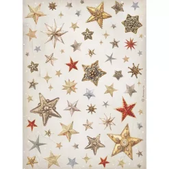 SUPER OFERTA **30%** Papel de arroz Estrellas Romantic Gear Up For Christmas Stamperia 21x30cm