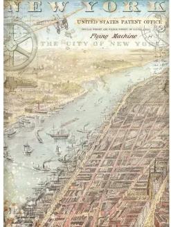 SUPER OFERTA **30%** Papel de Arroz New York Sir Vagabond Aviator Stamperia 21x29cm