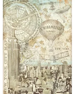 SUPER OFERTA **30%** Papel de Arroz Mapa Sir Vagabond Aviator Stamperia 21x29cm