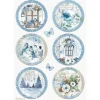 SUPER OFERTA **40%** Papel de arroz Círculos Blue Land Stamperia 21x29cm