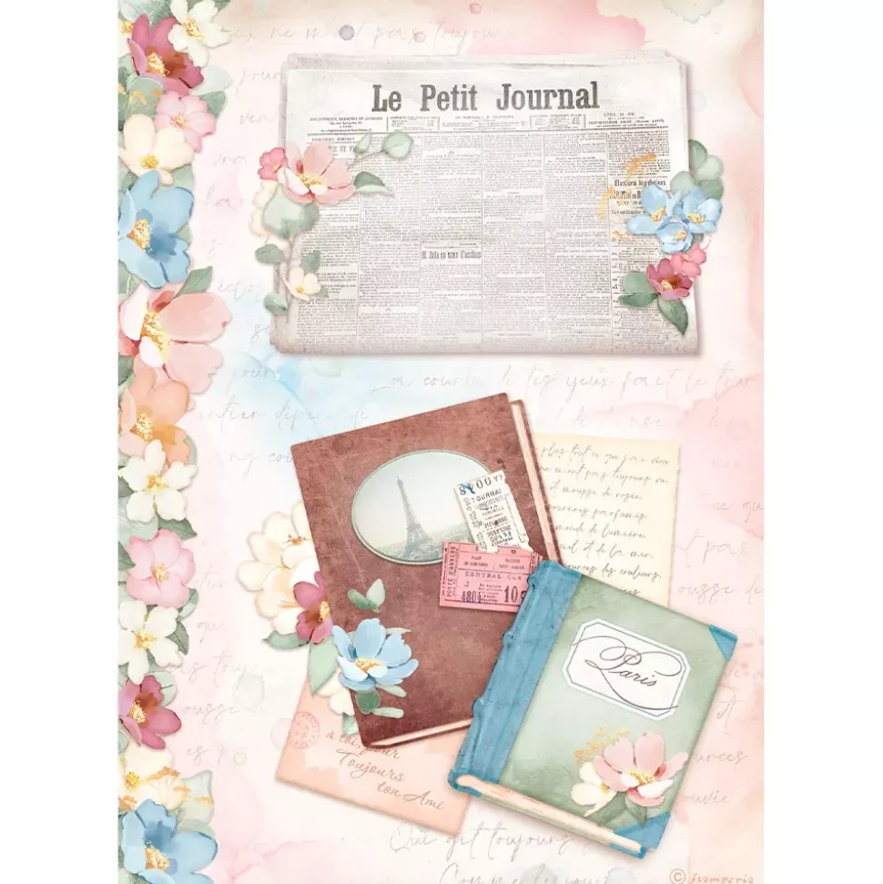 SUPER OFERTA **60%** Papel de arroz periódico Oh là là! Stamperia 21x29cm