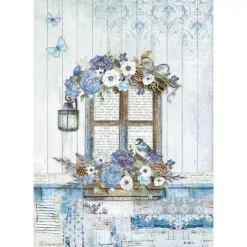 SUPER OFERTA **40%** Papel de arroz Ventana Blue Land Stamperia 21x29cm