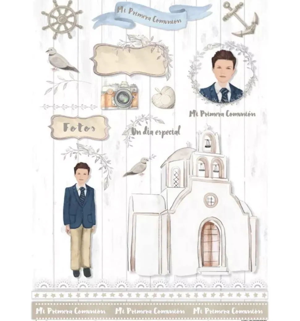 SUPER OFERTA **40%** Papel de arroz Iglesia de comunión niño Orita 30x41cm