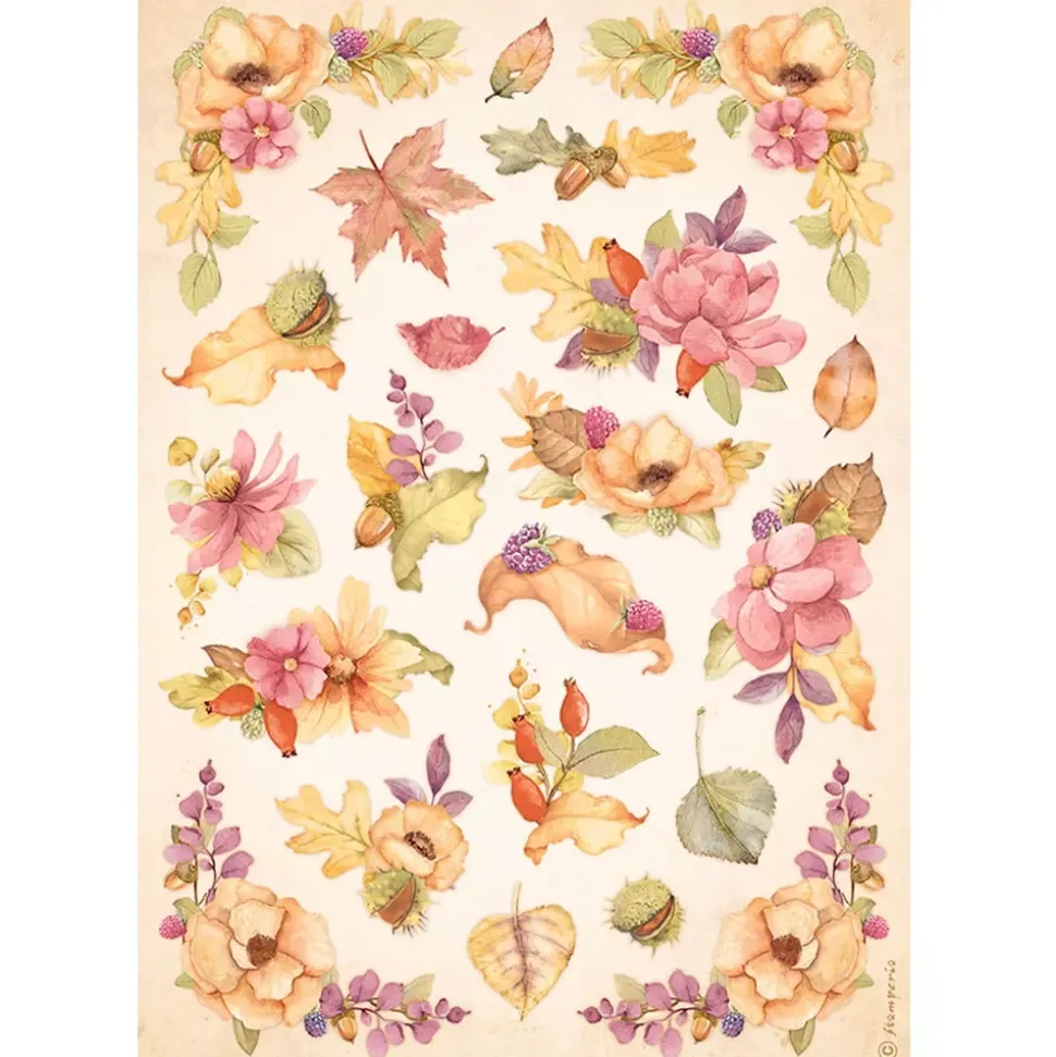 SUPER OFERTA **40%** Papel de arroz Flores Romantic Woodland Stamperia