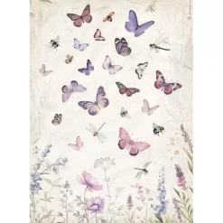 SUPER OFERTA **30%** Papel de arroz Mariposas Lavender Stamperia 21x30cm