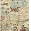 SUPER OFERTA **30%** Papel de arroz Bicycle Around the World Stamperia 21x29