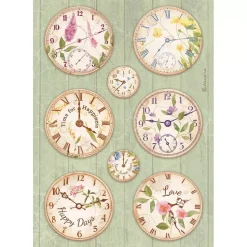 SUPER OFERTA **40%** Papel de Arroz Relojes Welcome Home Create Happiness Stamperia 21x29cm