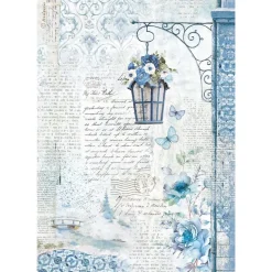 SUPER OFERTA **40%** Papel de arroz Farola Blue Land Stamperia 21x29cm