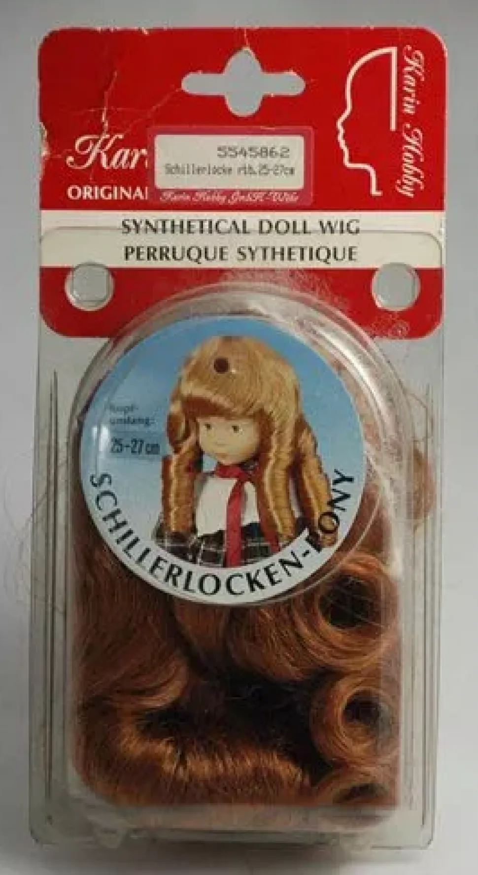 SUPER OFERTA **40%** Peluca color Roble con tirabuzones pelo sintético Karin Hobby - Synthetical Doll Wig Roble con tirabuzones 25-27cm.