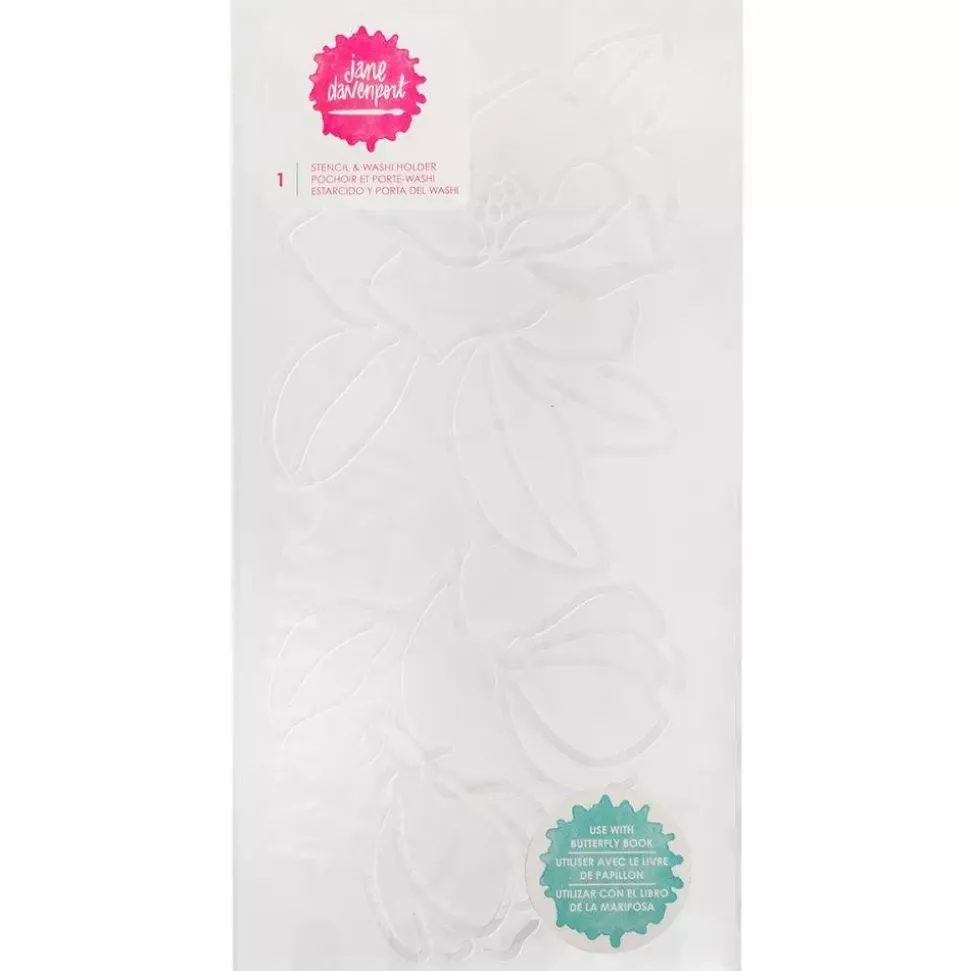 SUPER OFERTA **40%** Plantilla de stencil Flores y porta washis para Traveler's journal Midori Jane Davenport