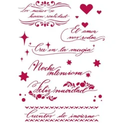 SUPER OFERTA **40%** Plantilla de Stencil Spanish Quotes Winter Tales Stamperia 21x29cm
