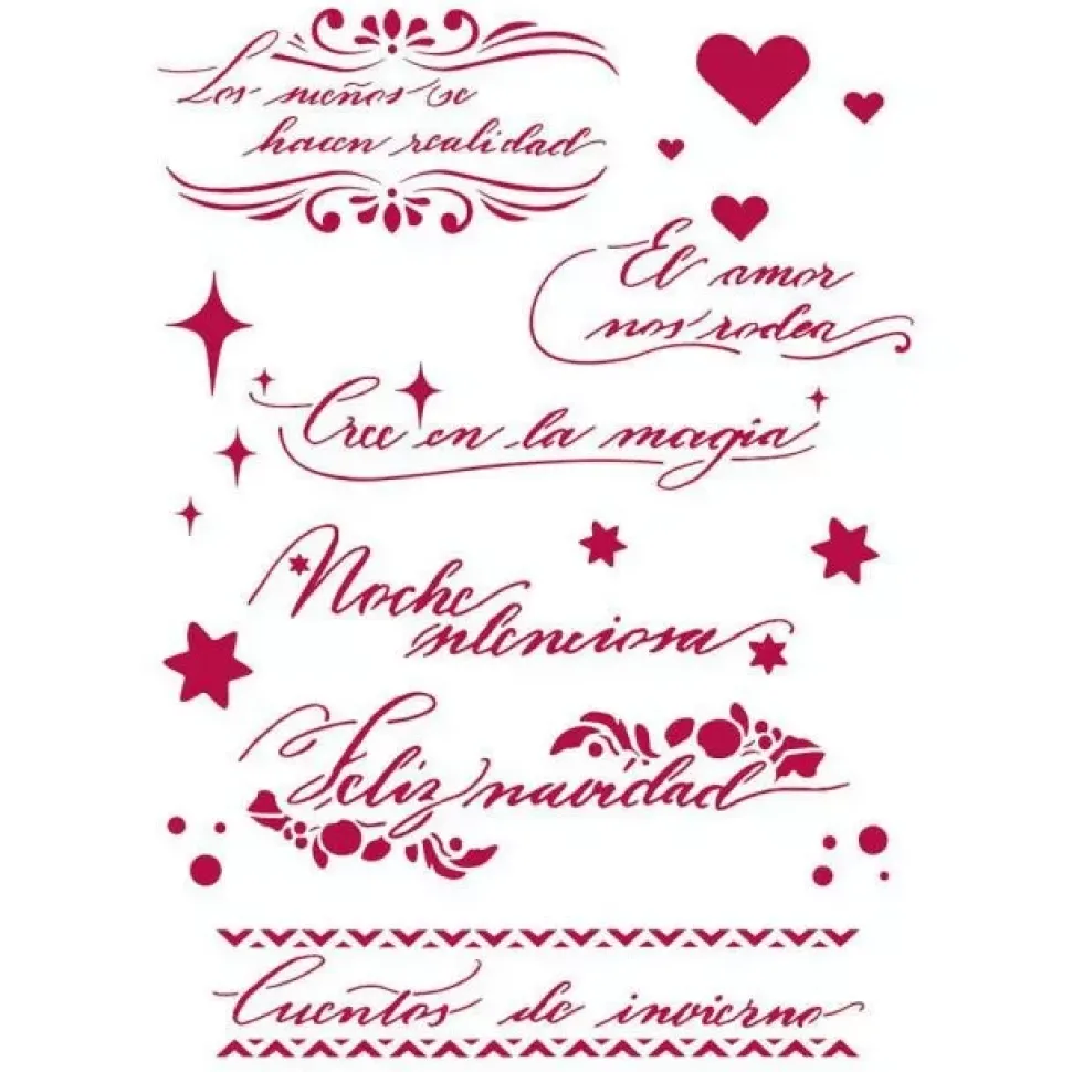 SUPER OFERTA **40%** Plantilla de Stencil Spanish Quotes Winter Tales Stamperia 21x29cm