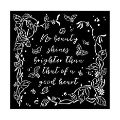 SUPER OFERTA **40%** Plantilla de stencil Texto con Hojas Romantic Woodland Stamperia 18x18cm