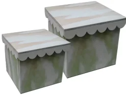 SUPER OFERTA **40%** Set 2 cajas de madera cuadradas con ondas