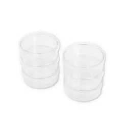 SUPER OFERTA **40%** Set 6 cajas de plástico transparente con tapa circular 4x1,5cm