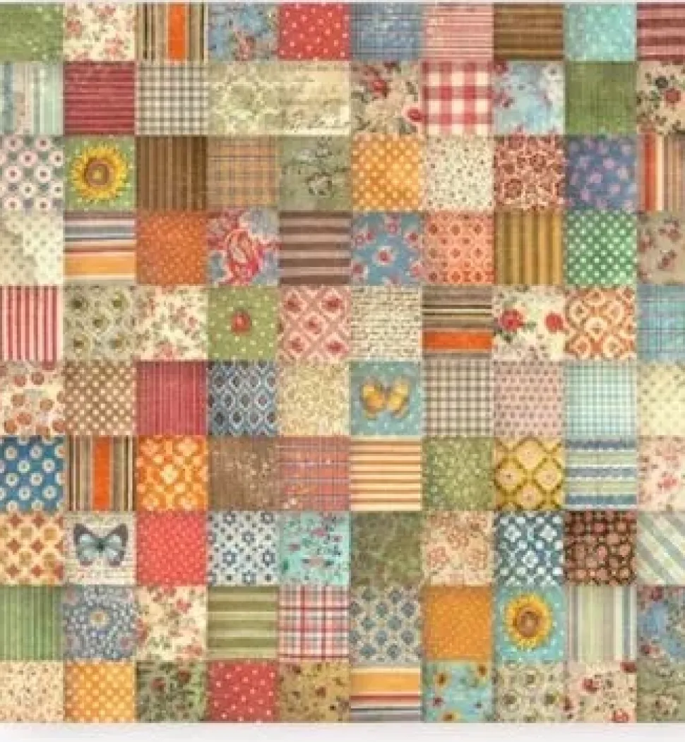 SUPER OFERTA **30%** Set 4 Hojas de Tela Fabric Sunflower Art Stamperia 30x30cm