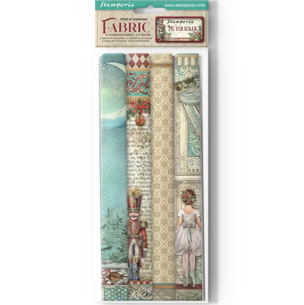 SUPER OFERTA **30%** Set 4 hojas de tela Fabric The Nutcracker Stamperia