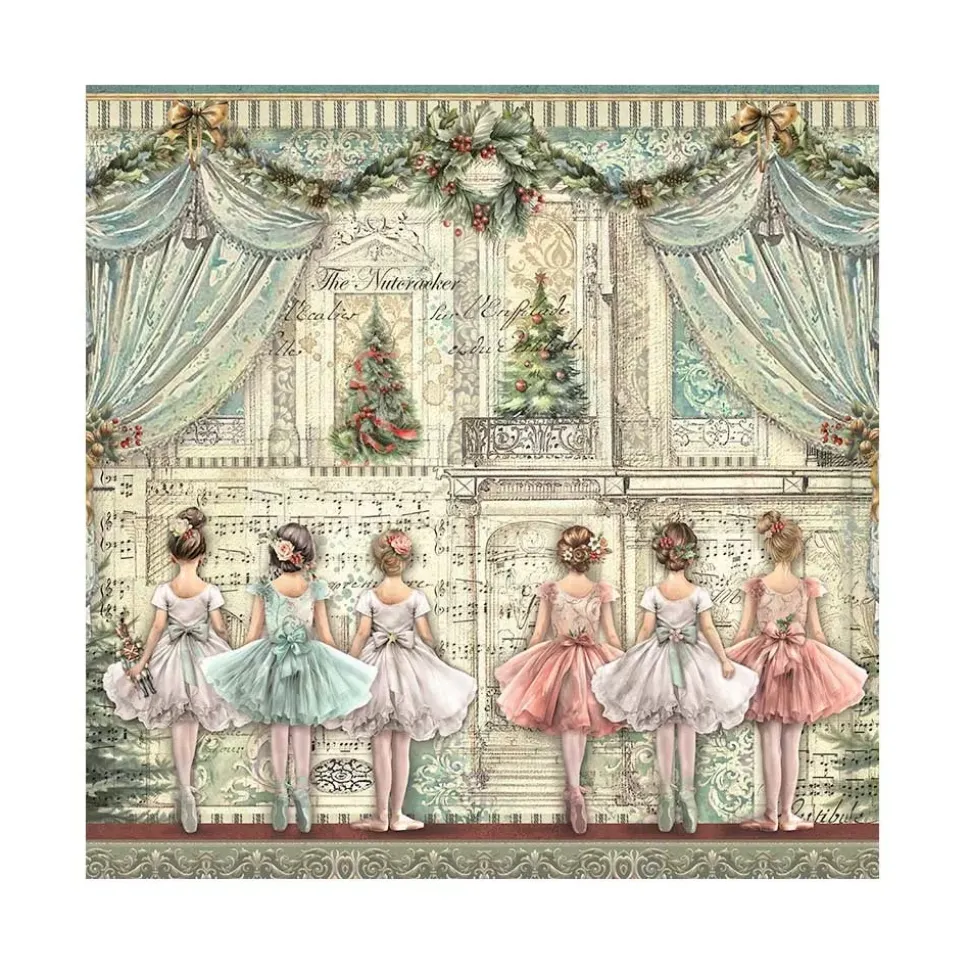 SUPER OFERTA **30%** Set 4 hojas de tela Fabric The Nutcracker Stamperia