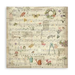 SUPER OFERTA **30%** Set 4 hojas de tela Fabric Garden Stamperia 30x30cm