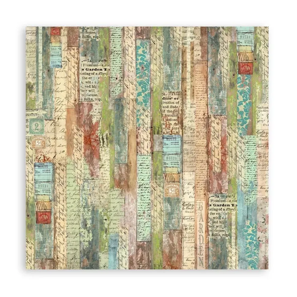 SUPER OFERTA **30%** Set 4 hojas de tela Fabric Garden Stamperia 30x30cm