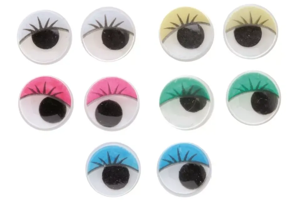 SUPER OFERTA **40%** Set 10 Ojos Movibles Redondos 5 Colores Hobby Time 18mm