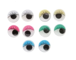 SUPER OFERTA **40%** Set 100 Ojos Movibles Redondos 5 Colores Hobby Time 12mm