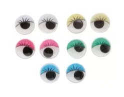 SUPER OFERTA **40%** Set 10 Ojos Movibles Redondos 5 Colores Hobby Time 10mm