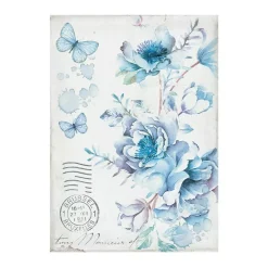 SUPER OFERTA **40%** Set 8 papeles de arroz Backgrounds Blue Land Stamperia 10x15cm