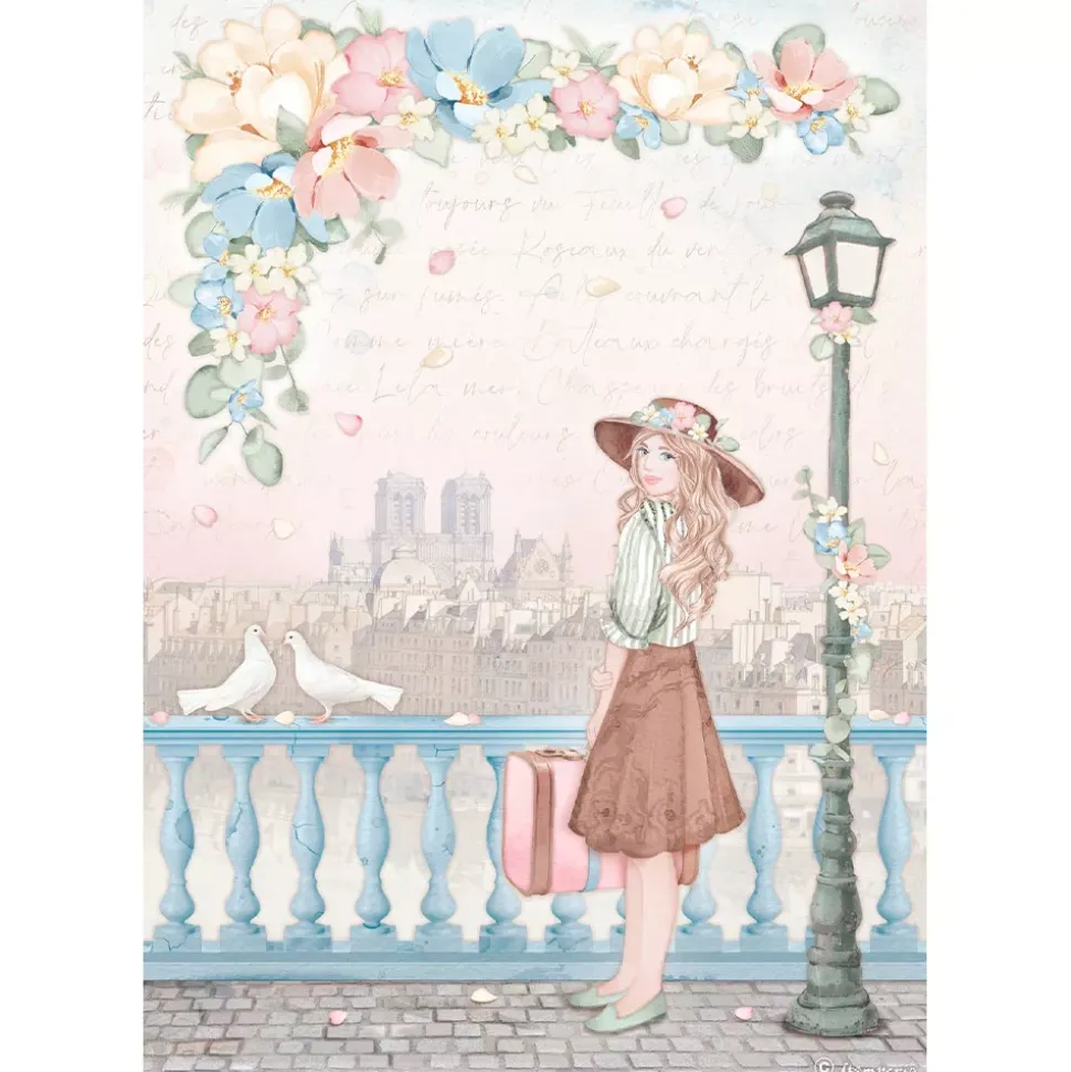 SUPER OFERTA **40%** Set 6 papeles de arroz Oh là là! Stamperia 21x29cm