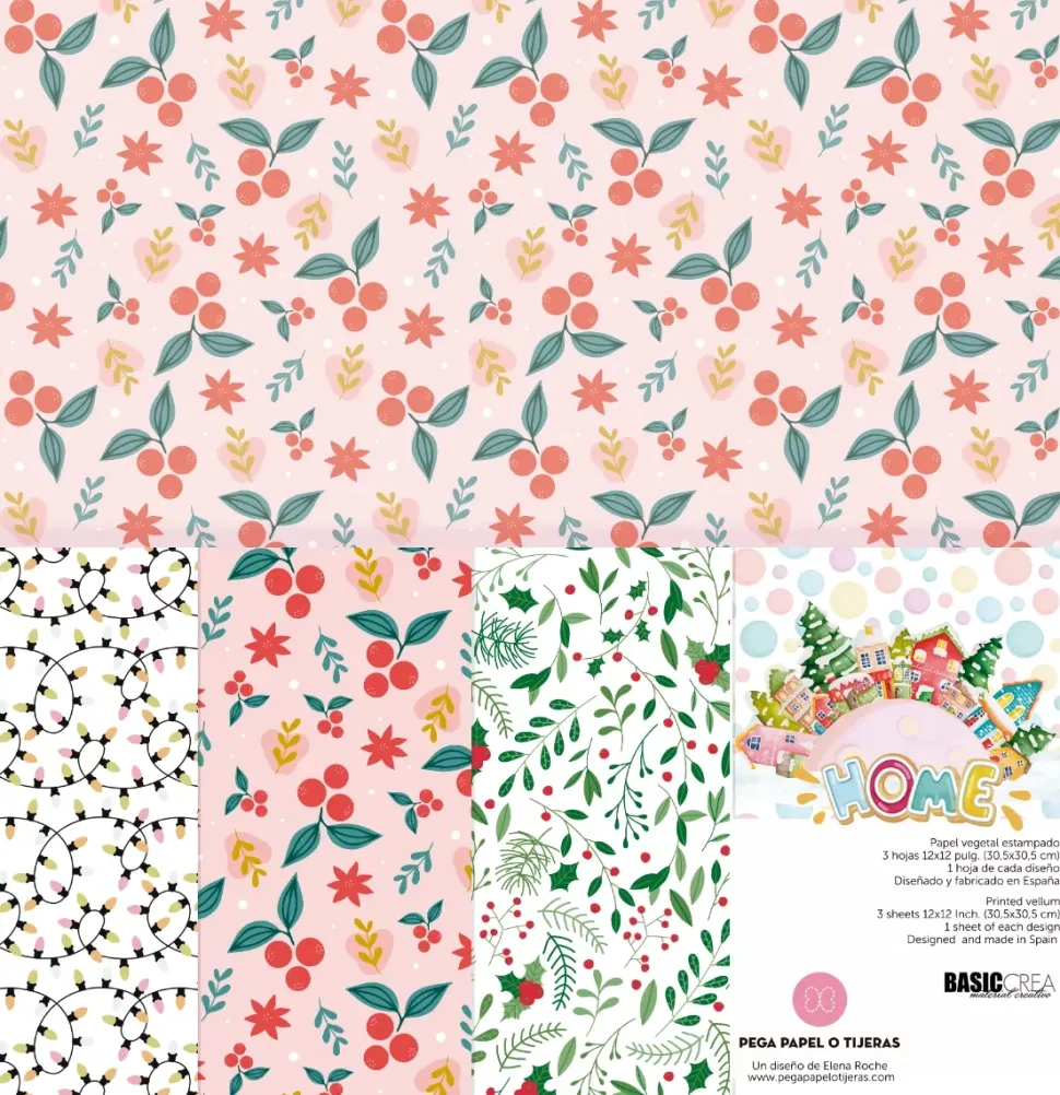 SUPER OFERTA **30%** Set 3 papeles vellum Home Elena Roche 30x30cm