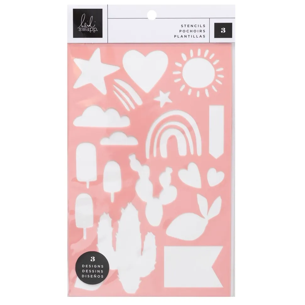 SUPER OFERTA **60%** Set 3 Stencils Sun Chaser Heidi Swapp