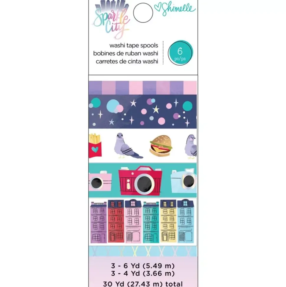 SUPER OFERTA **40%** Set de 6 washi tapes Sparkle City Shimelle
