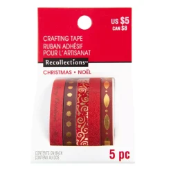 SUPER OFERTA **40%** Set de 5 washi tapes Red and Gold Christmas Craft Smith