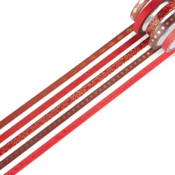 SUPER OFERTA **40%** Set de 5 washi tapes Red and Gold Christmas Craft Smith