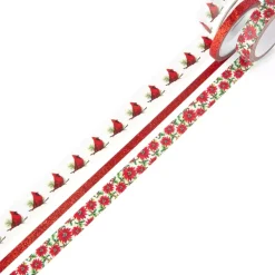 SUPER OFERTA **40%** Set de 3 washi tapes Cardinal and Poinsettia Craft Smith