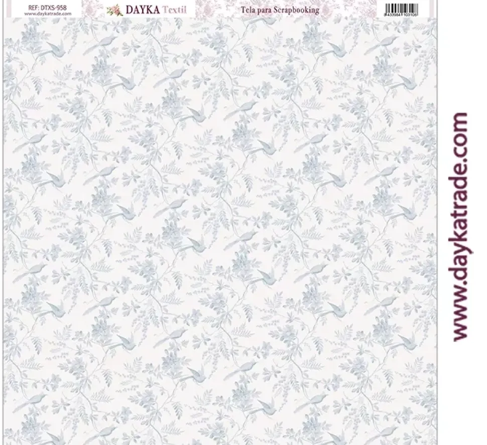 Tela DTXS-958 Aves y Ramas Azul Dayka 30x30cm