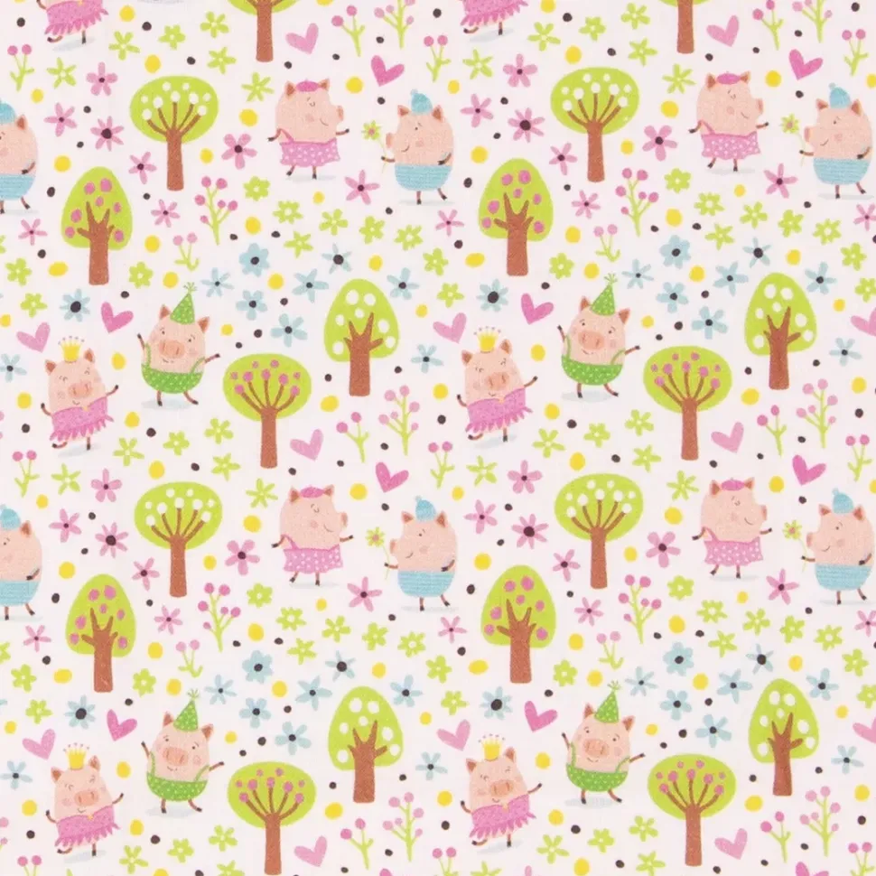 Tela Cerditos en Bosque Verde Craftelier 50x30cm