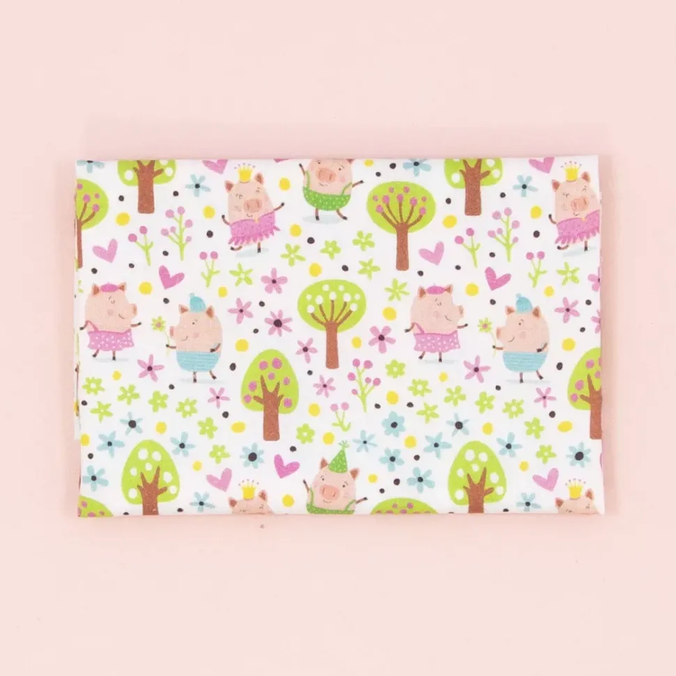 Tela Cerditos en Bosque Verde Craftelier 50x30cm