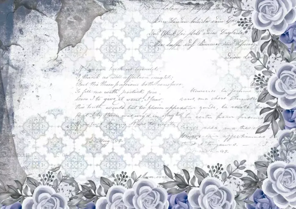 Tela de Encuadernar Flores Grises Once Upon a Time PapersForYou 70x50cm