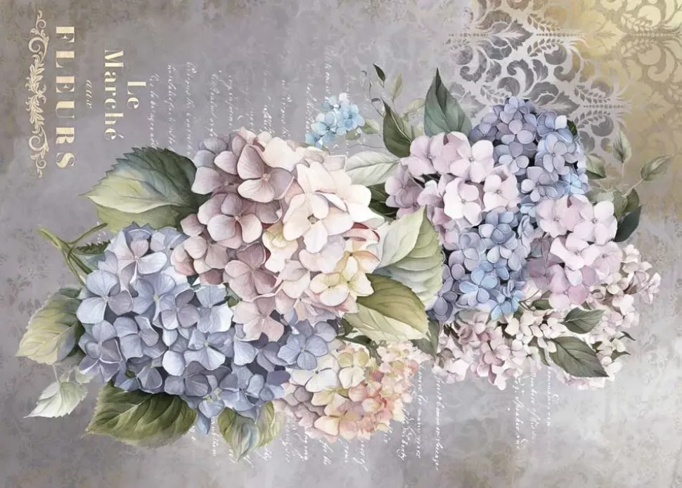 Tela de Encuadernar Hydrangeas IV La Vie en Fleurs PapersForYou 70x50cm