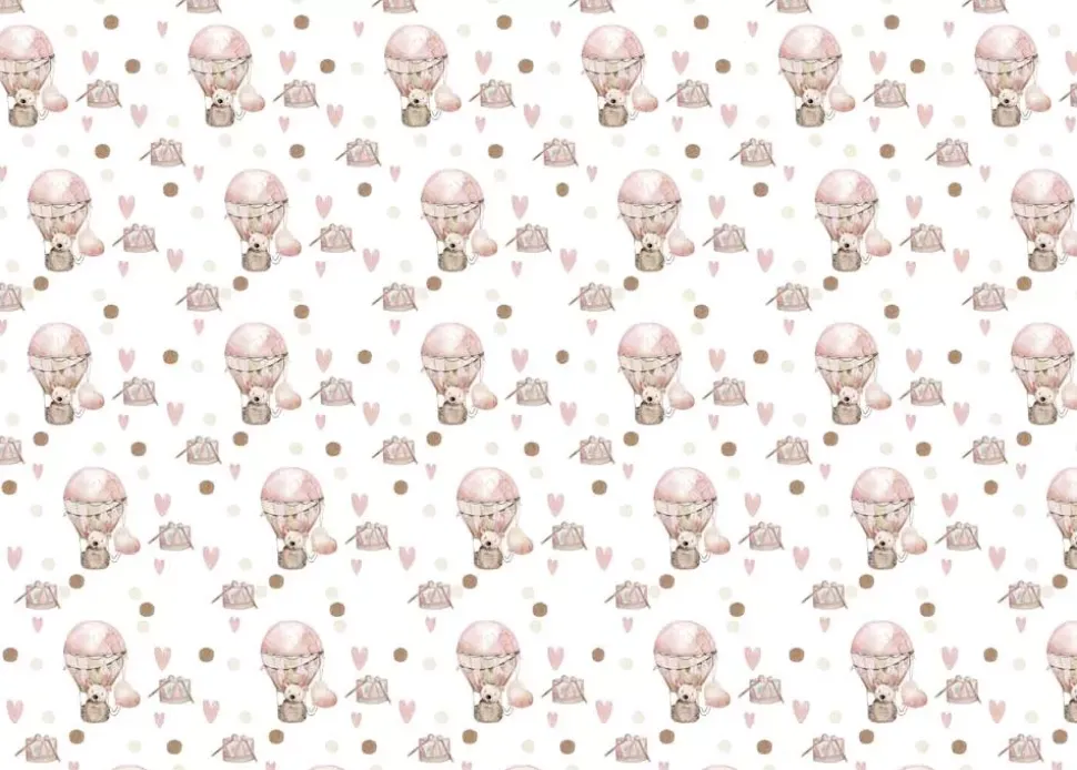 Tela de Encuadernar Ositos en Globo Lullaby Baby Girl PapersForYou